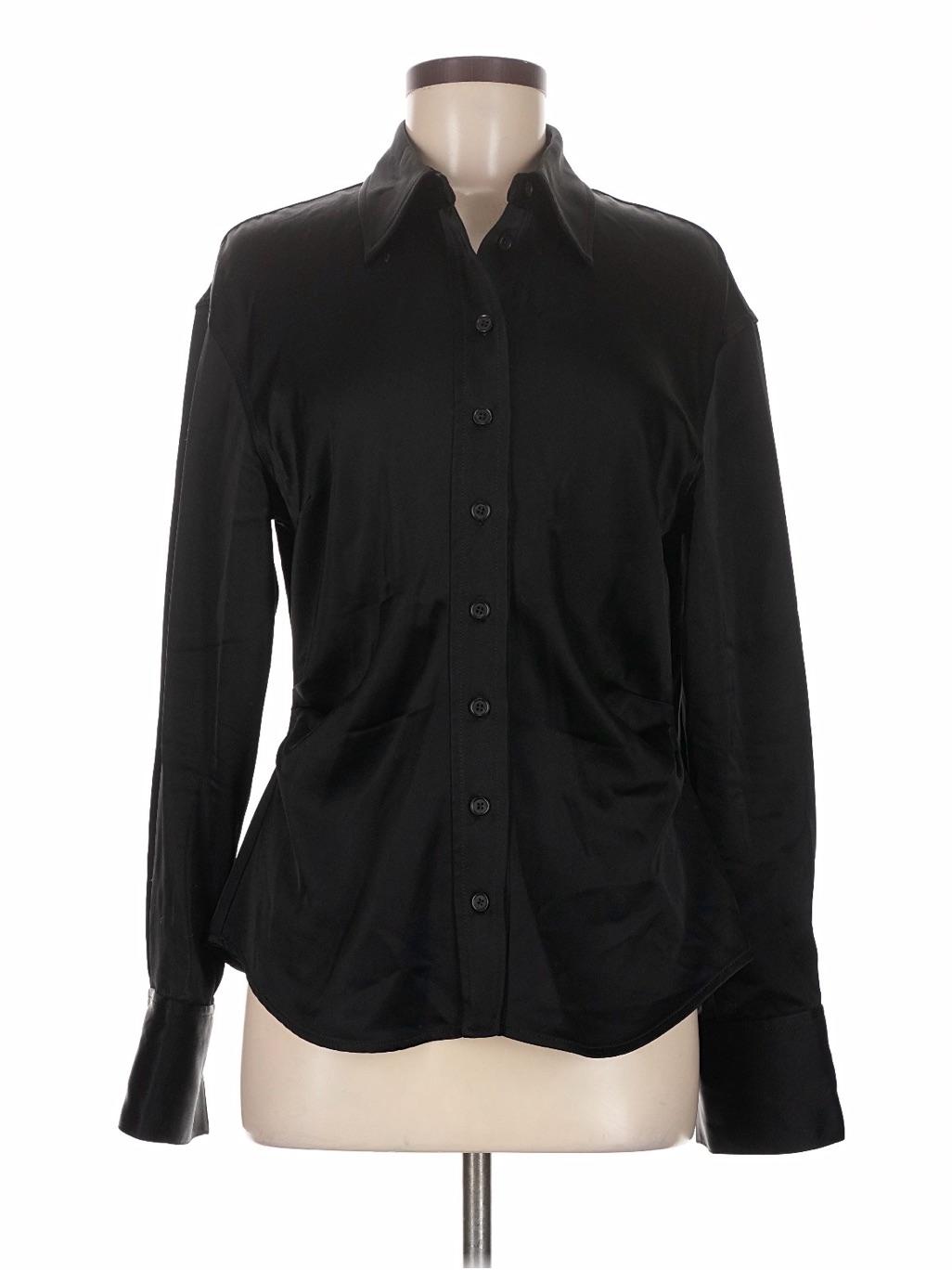 La Ligne New York Black Ruched Button Down Dress Shirt M